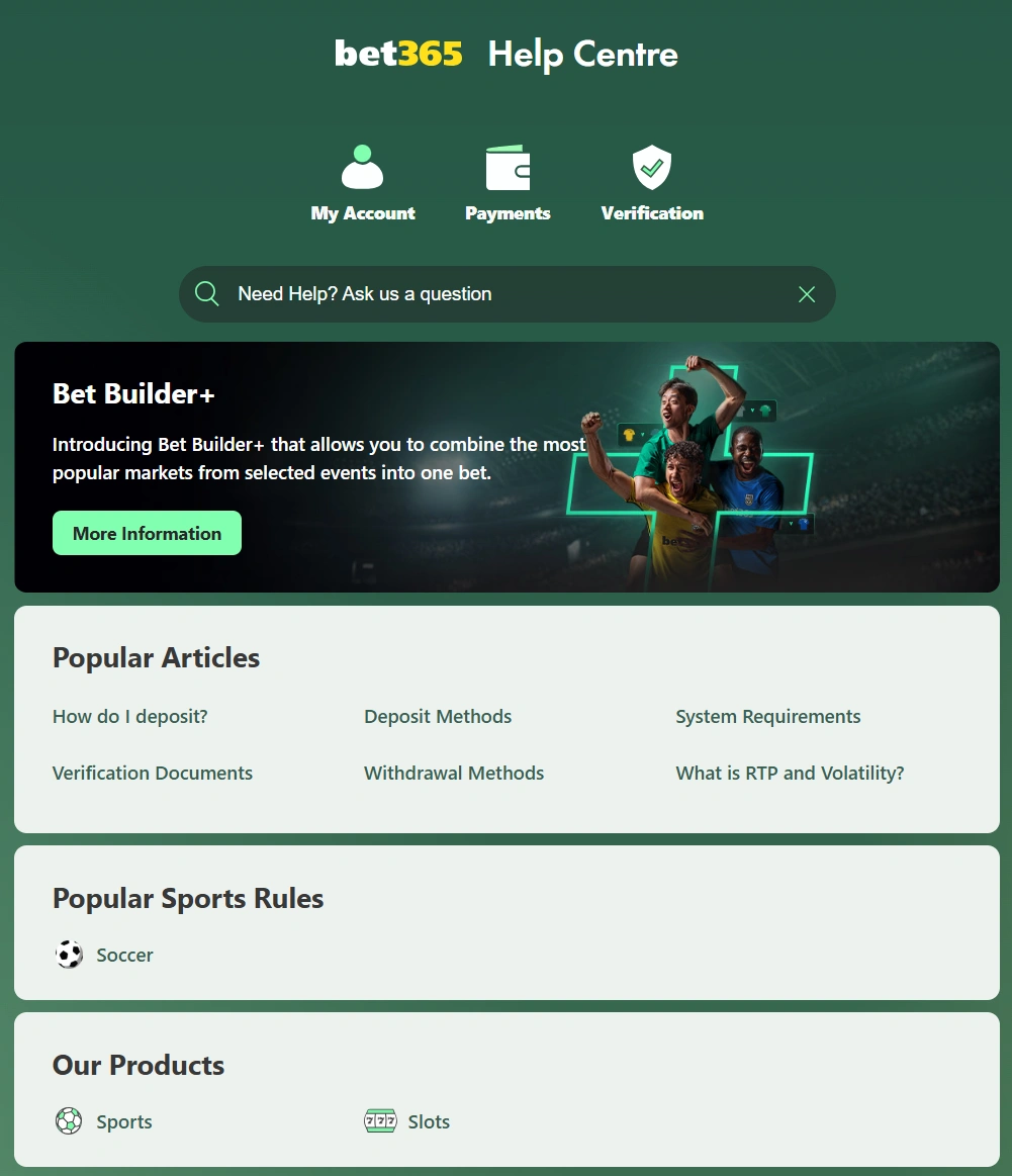 Bet365 Games customer support